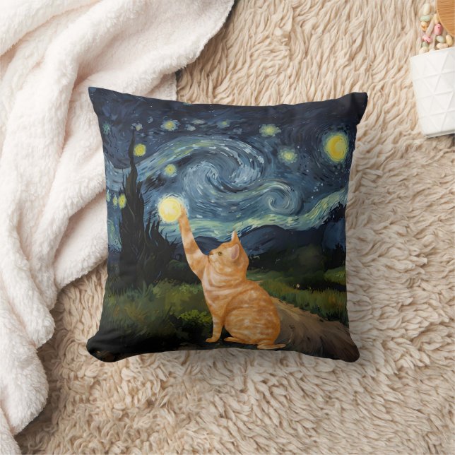 Almofada Gogh Gatinho Starry Night Cat (Cobertor)