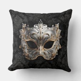 Almofada Gold and Silver Filigree Venetian Mask
