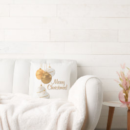 Almofada Gold and White Christmas Balls Custom Text