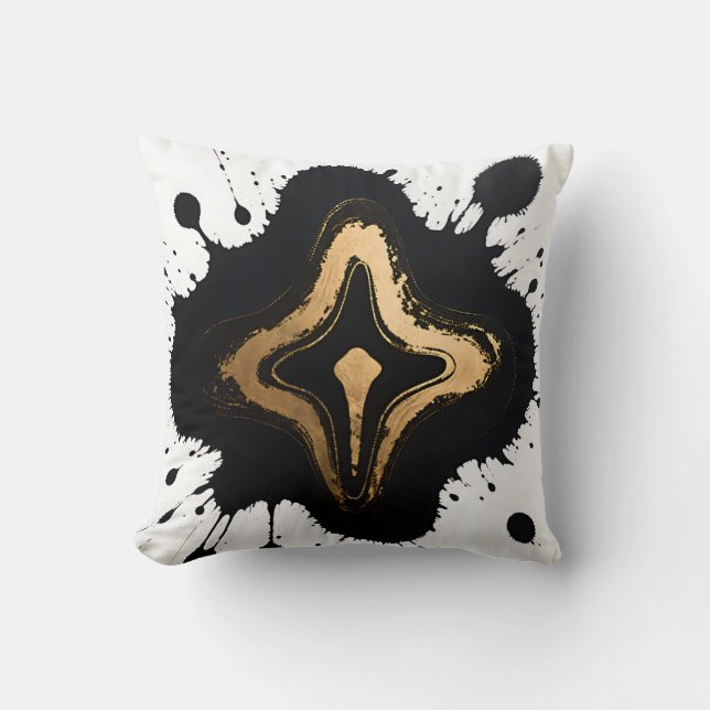 Almofada Gold Black Marble Fluid Abstract Luxury (Frente)