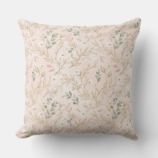 Almofada Gold Blush Floral Wedding Pillow (Frente)