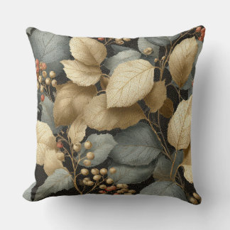 Almofada Gold Botanical Leaf Throw Pillow