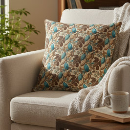 Almofada Gold Brown Turquoise Cacao Pattern