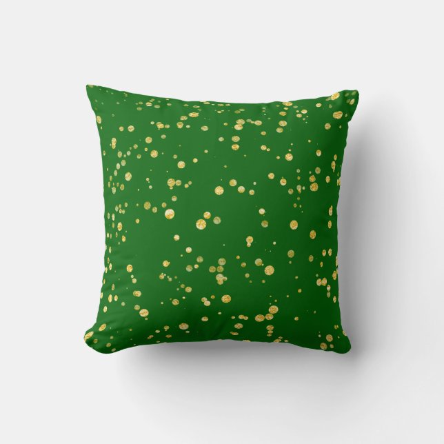 Almofada Gold Confetti Dots Emerald Green (Frente)