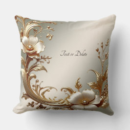 Almofada Gold Floral Throw Pillow