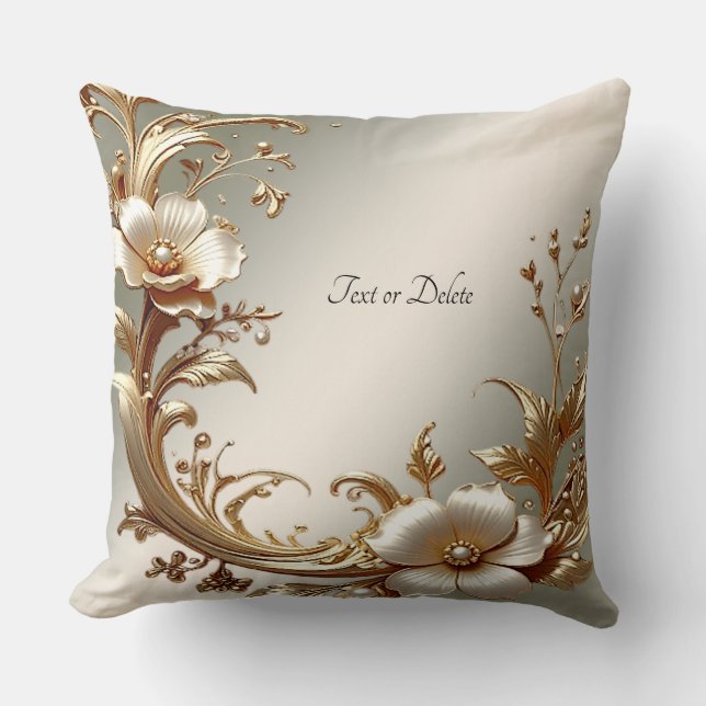 Almofada Gold Floral Throw Pillow (Frente)