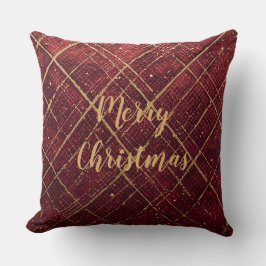 Almofada Gold Red Cross Pattern, Gold Merry Christmas