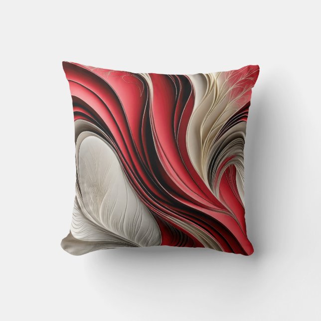 Almofada Golden Air – Cranberry & Champagne Fluxo Abstrato (Frente)