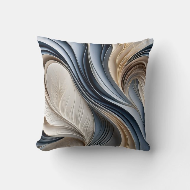 Almofada Golden Air - Soft Blue and Gold Flowing Abstract (Frente)
