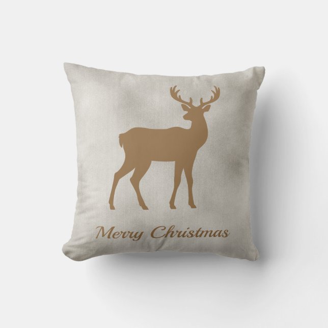 Almofada Golden Brown Deer Shape On Faux Velvet Texture (Frente)