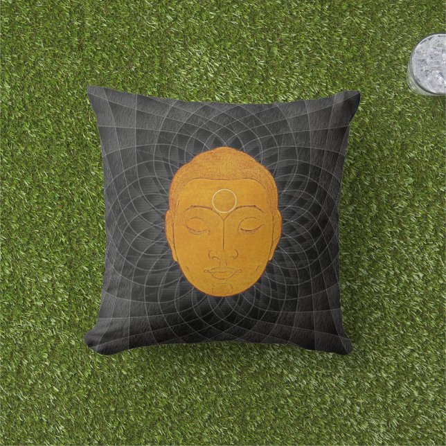 Almofada Golden Buddha Zen Mandala Pillow (Grama)