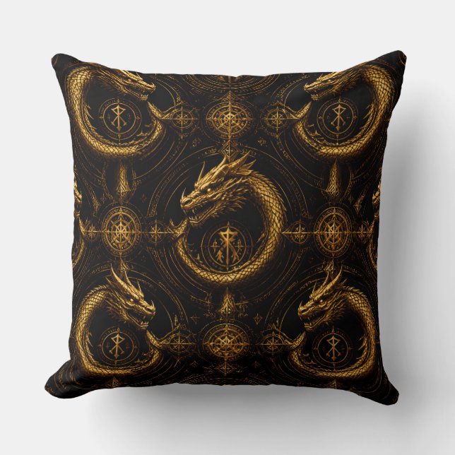 Almofada Golden Dragon Dark Fantasy Pillow (Frente)