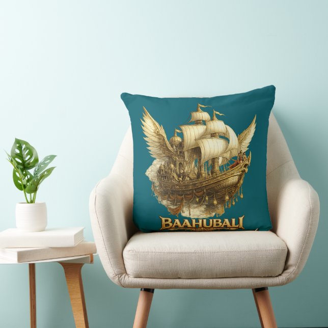 Almofada Golden Fantasy Flying Ship Art Throw Pillow (Cadeira)