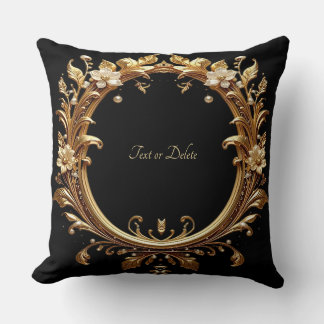 Almofada Golden Floral Ornate Frame Throw Pillow