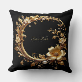 Almofada Golden Floral Ornate Frame Throw Pillow