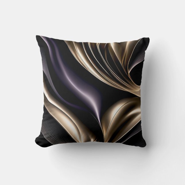 Almofada Golden Flow - Luxurious Black and Gold Abstract (Frente)