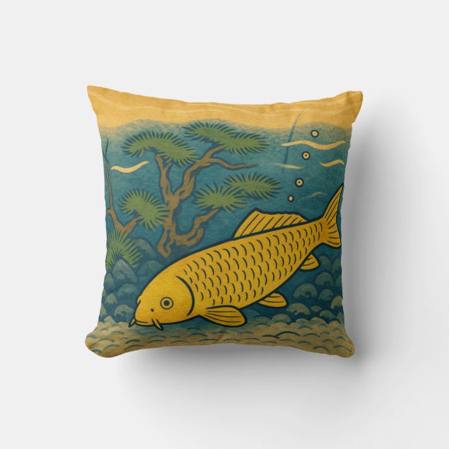 Almofada Golden Koi Japanese Art (Frente)