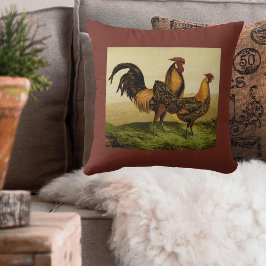 Almofada Golden Penciled Hamburg Roosters Hens on Farm
