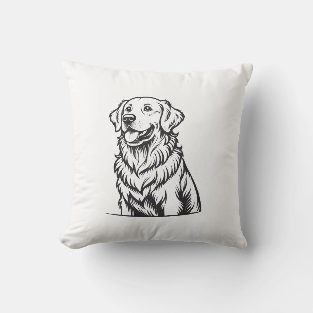 Almofada Golden Retriever Line Art Throw Pillow (Frente)