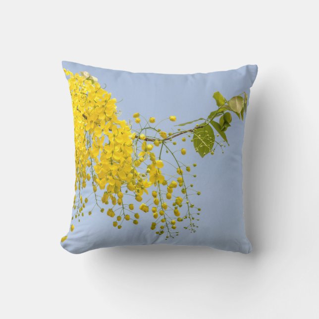 Almofada Golden Shower Tree Floral Throw Pillow Cover  (Frente)