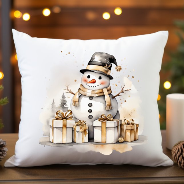 Almofada Golden Snowman: Add Elegance to Your Holiday Deco (Criador carregado)