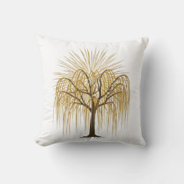 Almofada Golden Weeping Willow Tree Illustration