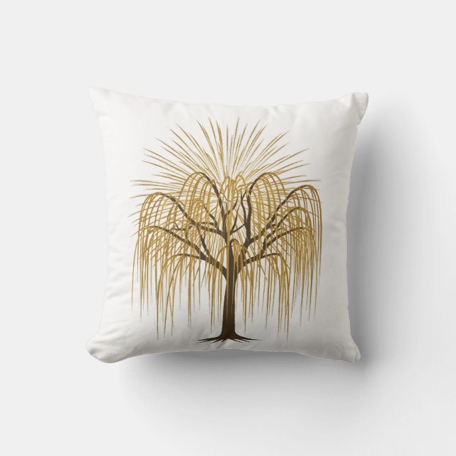 Almofada Golden Weeping Willow Tree Illustration (Frente)