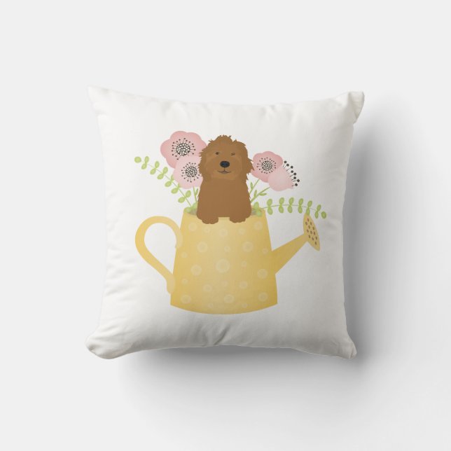 Almofada Goldendoodle na Regador (Frente)
