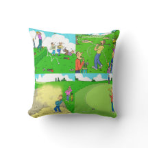 Golf Cushion Divertido. Ilustrações Golfistas.