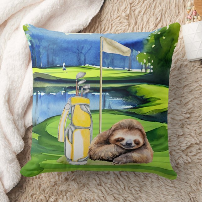 Almofada Golf Sloth Golfer em verde (Cobertor)