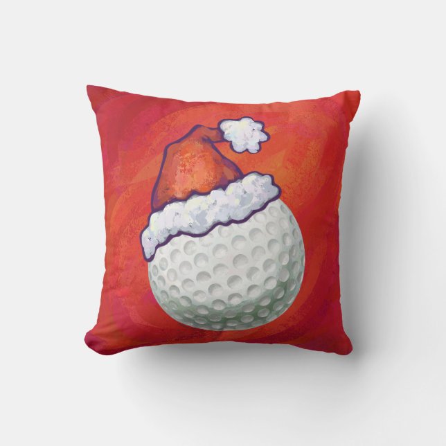 Almofada Golfe Ball em Santa Hat em Vermelho (Frente)