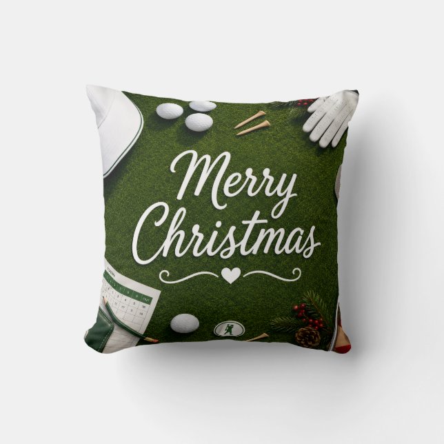 Almofada Golfe tema de Natal para golfista (Frente)