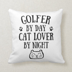 Almofada Golfer de dia. Amor de gato por noite