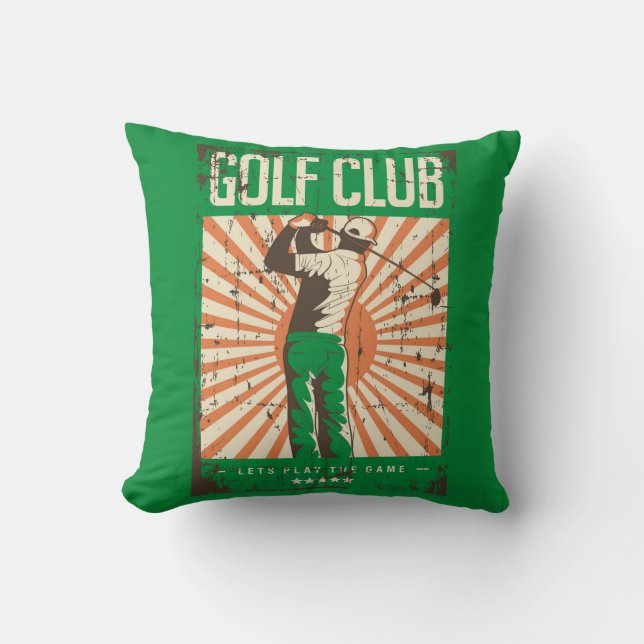 Almofada Golfer Verde Clássico de Grunge Retroativo (Frente)