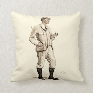 Almofada Golfer Vintage com Pipe e Raízes de Cigarro