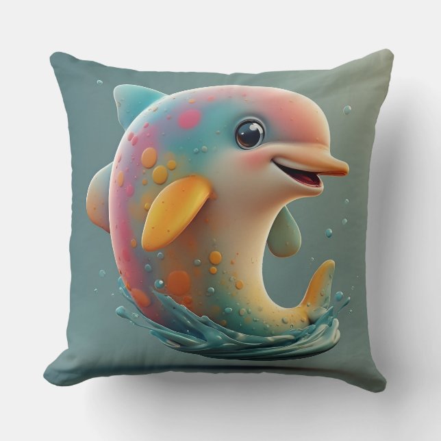 Almofada Golfimho de desenho animado adorável (Frente)