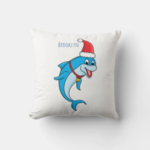 Almofada Golfinho bonito com desenho animado de Papai Noel