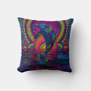 Almofada Golfinho Colorido Inspirado Retroativamente