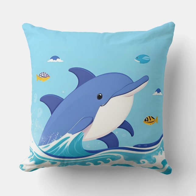 Almofada Golfinho de Desenho Animado Splash para Estilo de  (Frente)