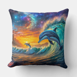 Almofada Golfinhos na Galáxia 03 Design por Rich AMeN Gill