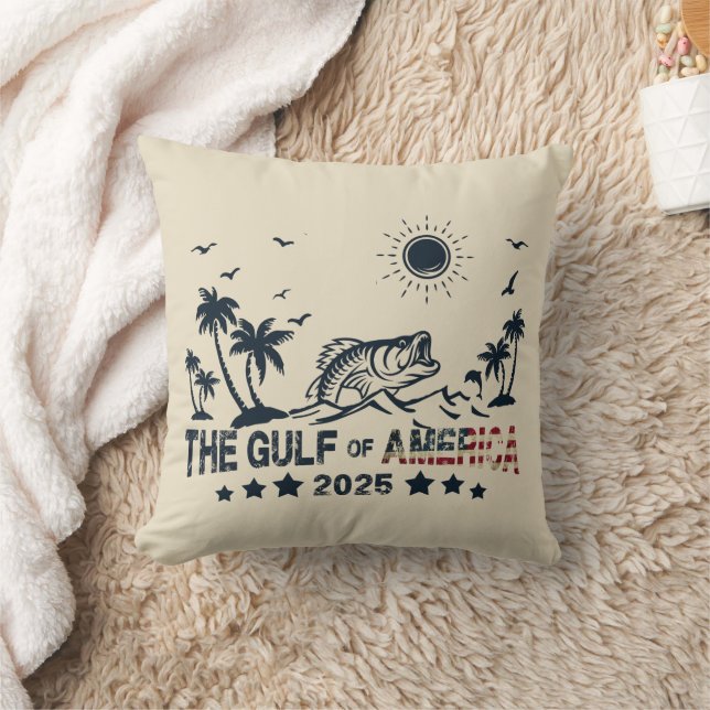 Almofada Golfo da América pescando pavilhão americano patri (Cobertor)