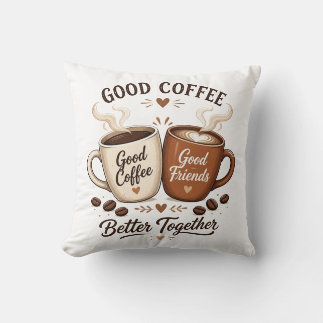 Almofada Good Coffee Good Friends mit zwei Kaffeetassen (Frente)