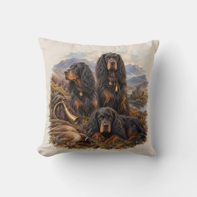 Almofada Gordon setter com faisões, Arte (Frente)
