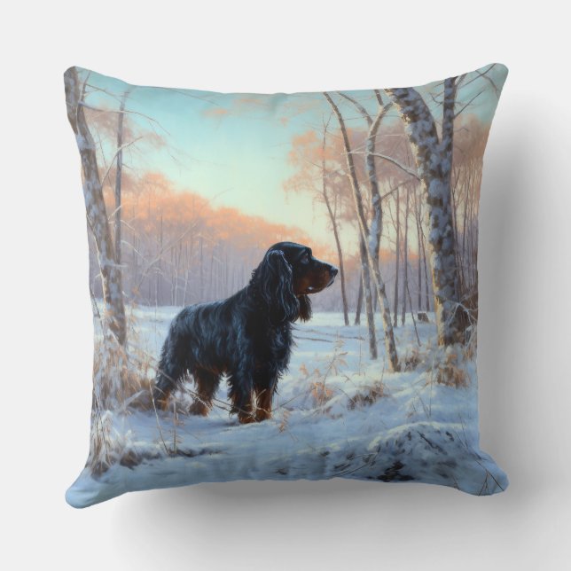 Almofada Gordon Setter Deixe-O Neve Natal (Verso)