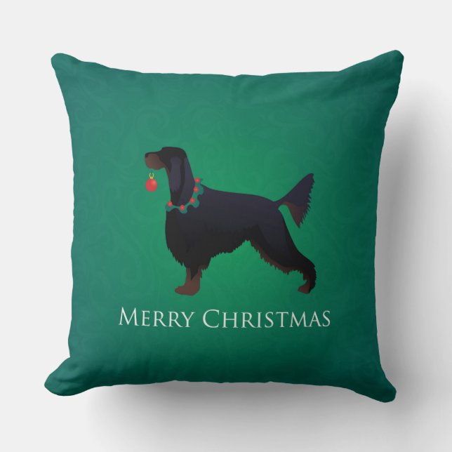 Almofada Gordon Setter Felry Design de Natal (Frente)