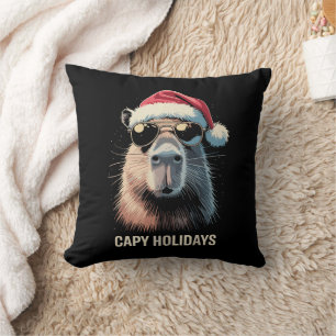 Almofada Gorro de Natal Engraçado Capy Férias Natal Capivar