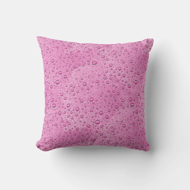 Almofada Gotas de água rosa quente (Frente)