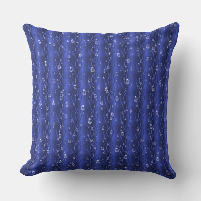 Almofada Gotas de chuva em metal azul (Frente)