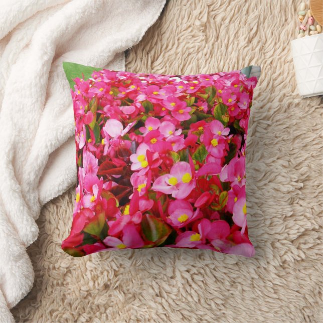 Almofada Gotas Rosa De Primavera, Begônia, Cushion Redondos (Cobertor)