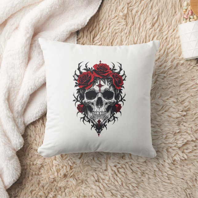 Almofada Gothic Rose Skull (Cobertor)
